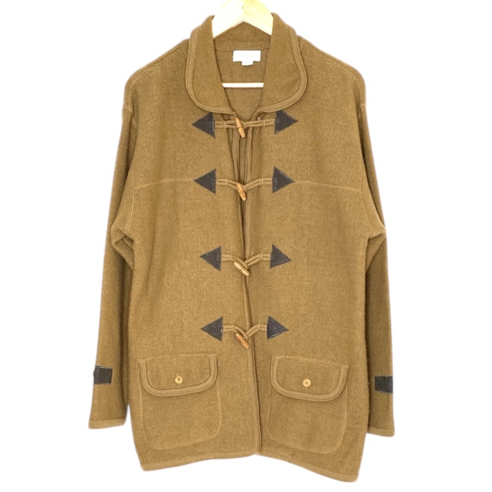 Vintage Northern Isles Brown Tan 100% Wool Toggle Sweater Coat | Medium